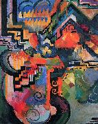 August Macke Colored composition (Hommage to Johann Sebastian Bachh) Spain oil painting artist